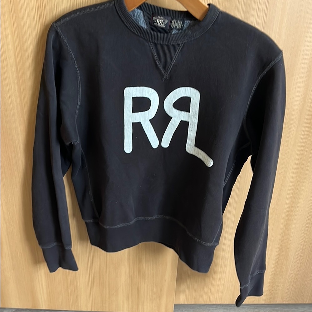 Ralph Lauren Double RL Black Crewneck Sweater with Bold Logo